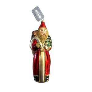Mercury Glass Ornament Santa With A Tree and Bag of Gifts by Lauscha Glas German